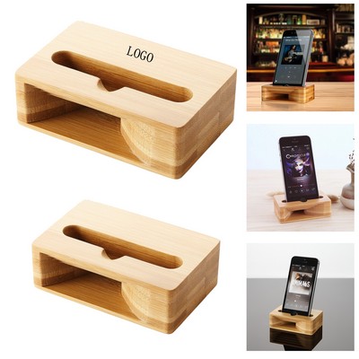 Bamboo Acoustic Amplifier Phone Stand