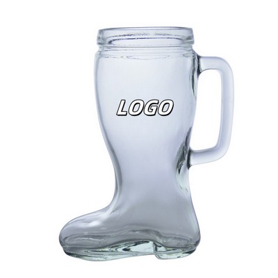 21 Oz Beer Festival Shoe Shaped Glass Beer Cup W/ Handle