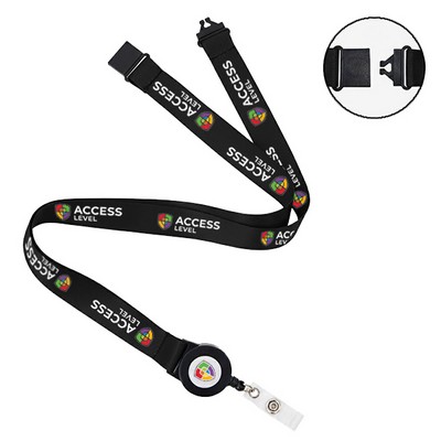 3/4" Retractable Badge Reel Combo Lanyard