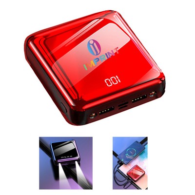 Mini High-Capacity Power Bank Flashlight With Charging Cable