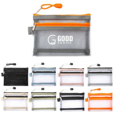 Small Double Layer Nylon Zipper Mesh Bag