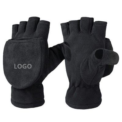 Polar Fleece Convertible Fingerless Mitten Gloves with 3M Thinsulate Insulation