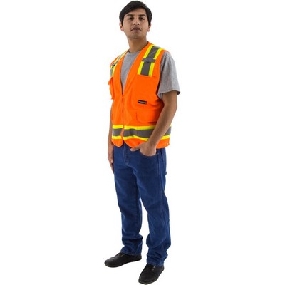 Majestic 75-3224 Hi-Viz Surveyors Vest w DOT Striping, ANSI 2