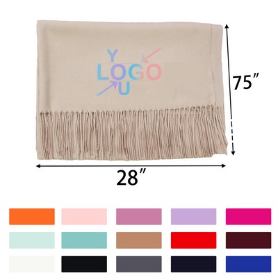 Winter Pashmina Wrap Shawl Scarf with Fringes