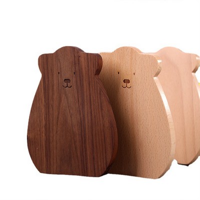 Dual Wooden Bear-Shaped Desk Bookends