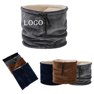 Winter Velvet Drawstring Neck Gaiter, Thickened Elastic Cycling Mask for Cold Protection