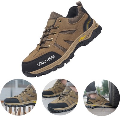 Mens Steel Toe Lightweight Puncture Proof Slip Resistant Safety Shoes