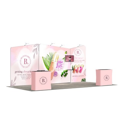 20' Inline Trade Show Booth – Tension Fabric Display with Podium