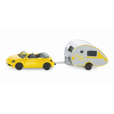 VW Beetle With Trailer Caravan Die-Cast Model