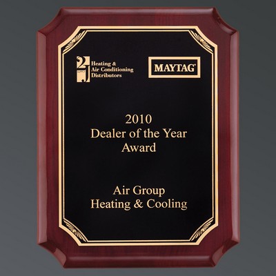 Rosewood Piano Finish Plaque, Black Brass/Gold Florentine, Small (7"x9")