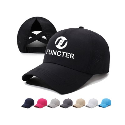 Women's Back-Crossed Ponytail Baseball Cap