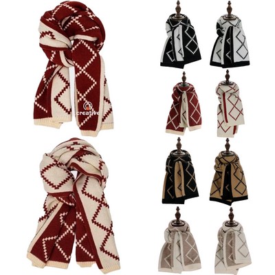 Double-sided Plaid Knitted Scarf