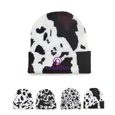 Cow Print Knitted Beanie