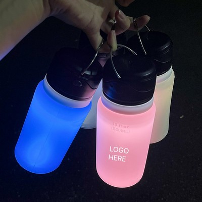 Outdoor Sports Water Bottle LED Light Camping Tent Glow USB Foldable Water Cup 350-750ml