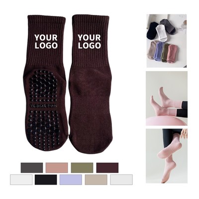 Cotton Non Slip Mid Tube Grip Yoga Sock