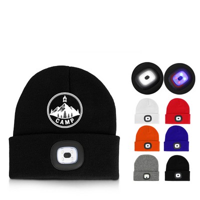 Integrated LED Light Hands-Free Knit Cap