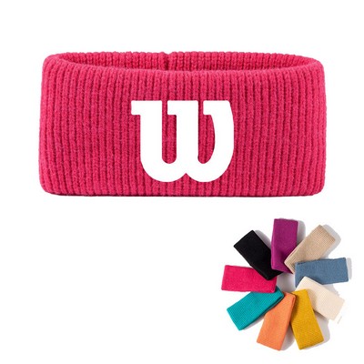 Wide-Edge Solid Color Knitted Hairband Sports Headband