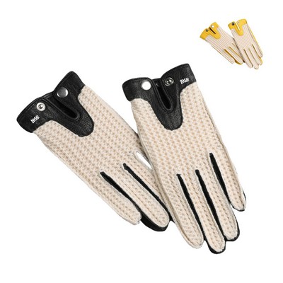 Men's Driving Knitted Mesh Breathable Sheepskin Gloves