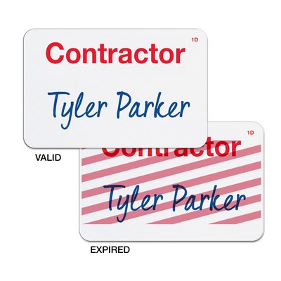 TEMPbadge Adhesive Expiring Visitor Badges, Hand-Writable, Contractor