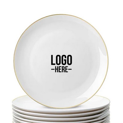 12" Ceramic Dinner Plate with Gold Trim