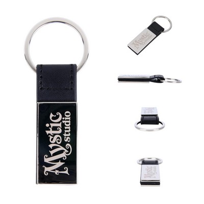 Executive Leather & Metal Key Ring