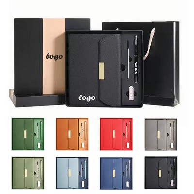 Deluxe 4-Piece Desk Gift Set (Journal/ Pen/ Refill/ Flash Drive)