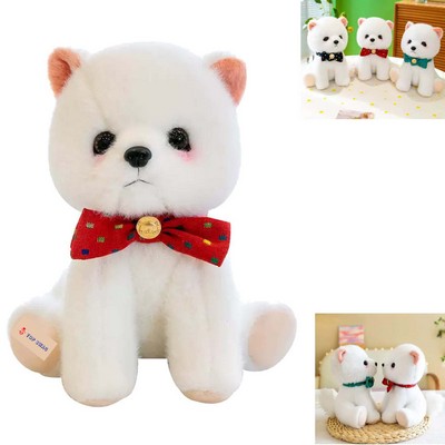 10" Realistic Pomeranian Bow Tie Stuffed Dog Doll
