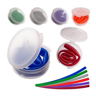 Silicone Reusable Straw w/ Travel Carrying Case & Keyring