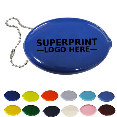 PVC Oval Squeeze Coin Pouch with Keychain