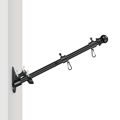 2' - 8' Flagpole Kit - Rotating Clips & Bracket- Black/White