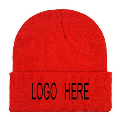 9" L x 8" W Embroidery Knit Beanie With Cuff