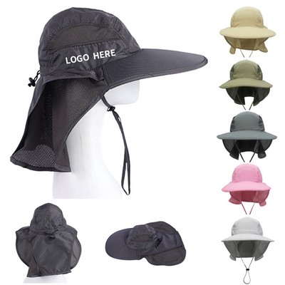 Sun-Shielding Wide Brim Beach Hat with Neck Guard