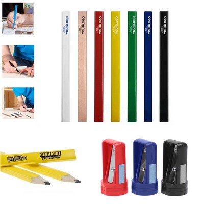 Flat Octagonal Woodworking Construction Pencils with Sharpener Cutter