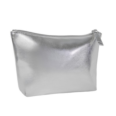 Metallic PU Trapezoid Cosmetic Bag