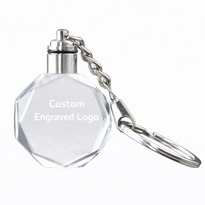 Rhombus-shaped LED Crystal Keychain