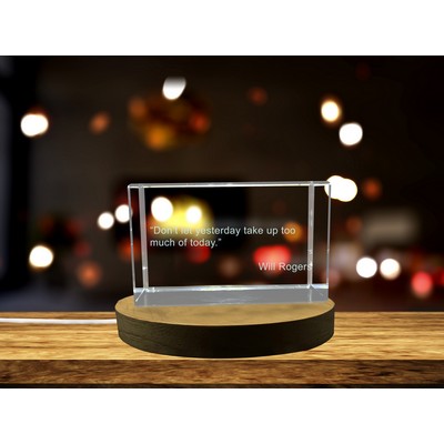 Motivational Quote 3D Engraved Crystal w/LED Base Light