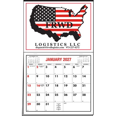 Memo Master 2 Color Imprint Half Apron Calendar