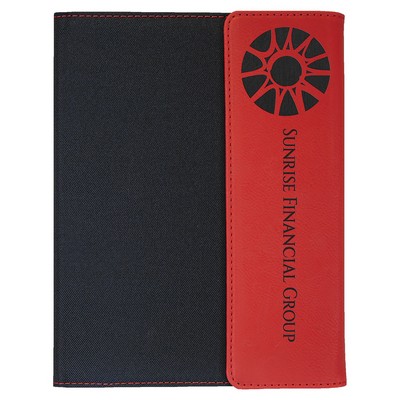 Red/Black Leatherette Canvas Small Portfolio with 6x8 notepad - Laser Engraves to Black