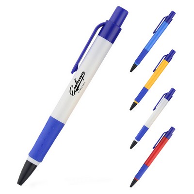 Plastic Ballpoint Pen w/ Rubber Grip
