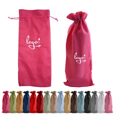 Reusable Jute Drawstring Wine Bottle Bag