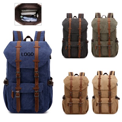 Flap Laptop Backpack Computer Bag Schoolbag Day Pack