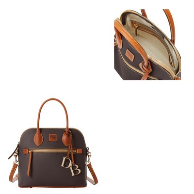 Dooney & Bourke Brown Tmoro Pebble Grain Domed Satchel Bag