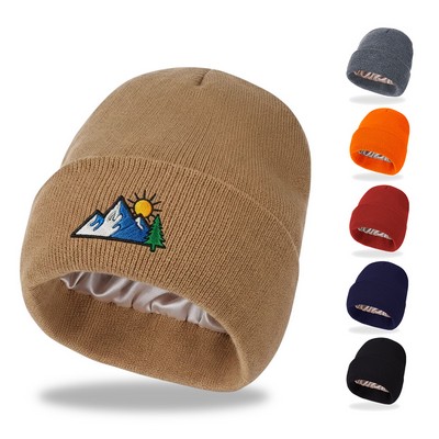 Hair-Protecting Satin-Lined Knit Beanie
