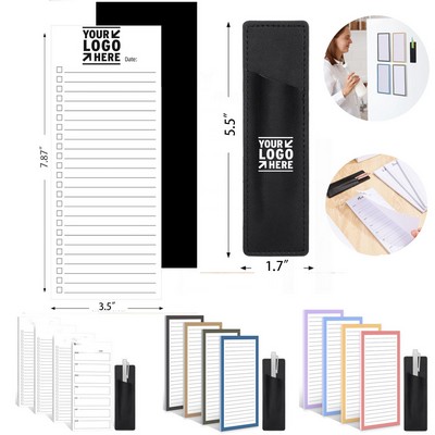 4-Pack Magnetic Fridge Notepad Set with Pen Holder