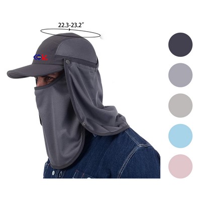 Sun Baseball Cap with Face Neck Cover Flap