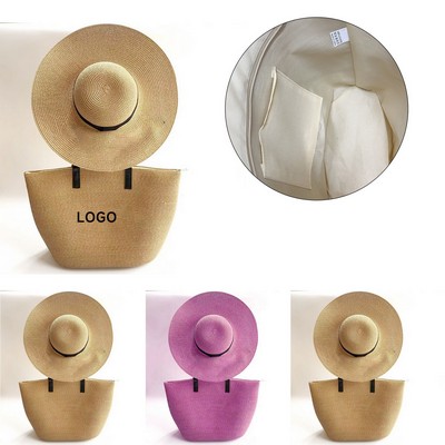 Circular Style Straw Hat & Handbag Ensemble