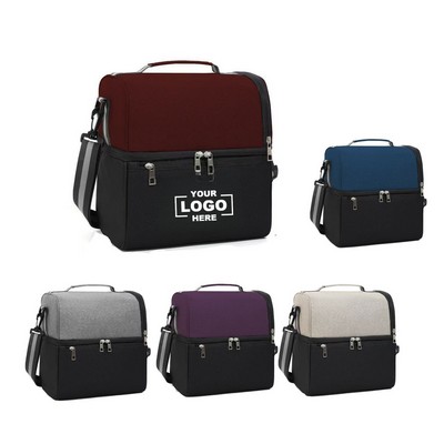 Multi-Pocket Insulated Lunch Cooler Bag with Shoulder Strap