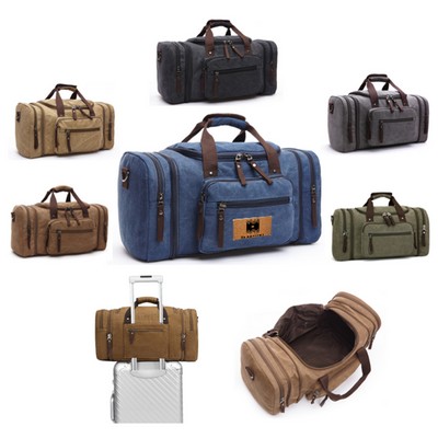 Vintage Canvas Leather Weekender Duffel Large Travel Bag