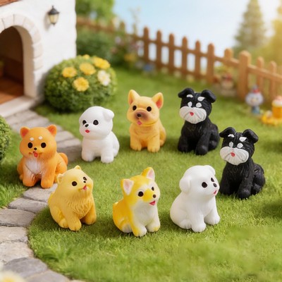 Miniature Realistic Dog Family Series Resin Craft Figurines Detailed Puppy Home Decor
