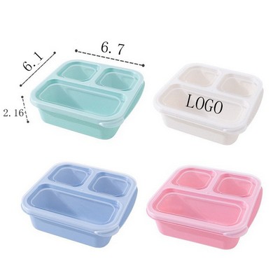 Wheat Straw Three Compartment Snack Box Sealed Food Container